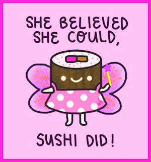 clipart image of a piece of sushi who believed she could, sushi did